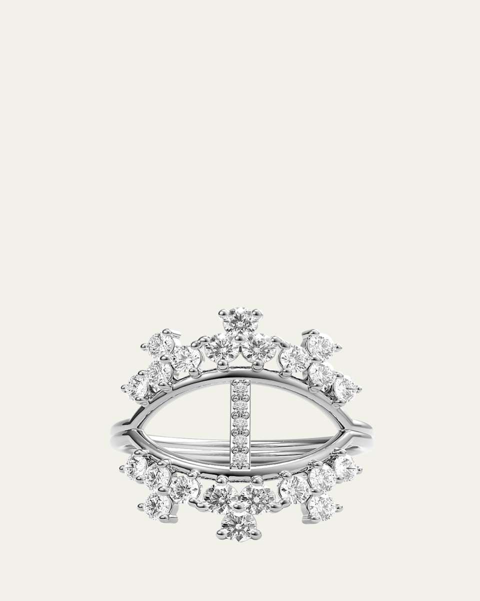 Sara 18K White Gold Diamond Ring, Letter I